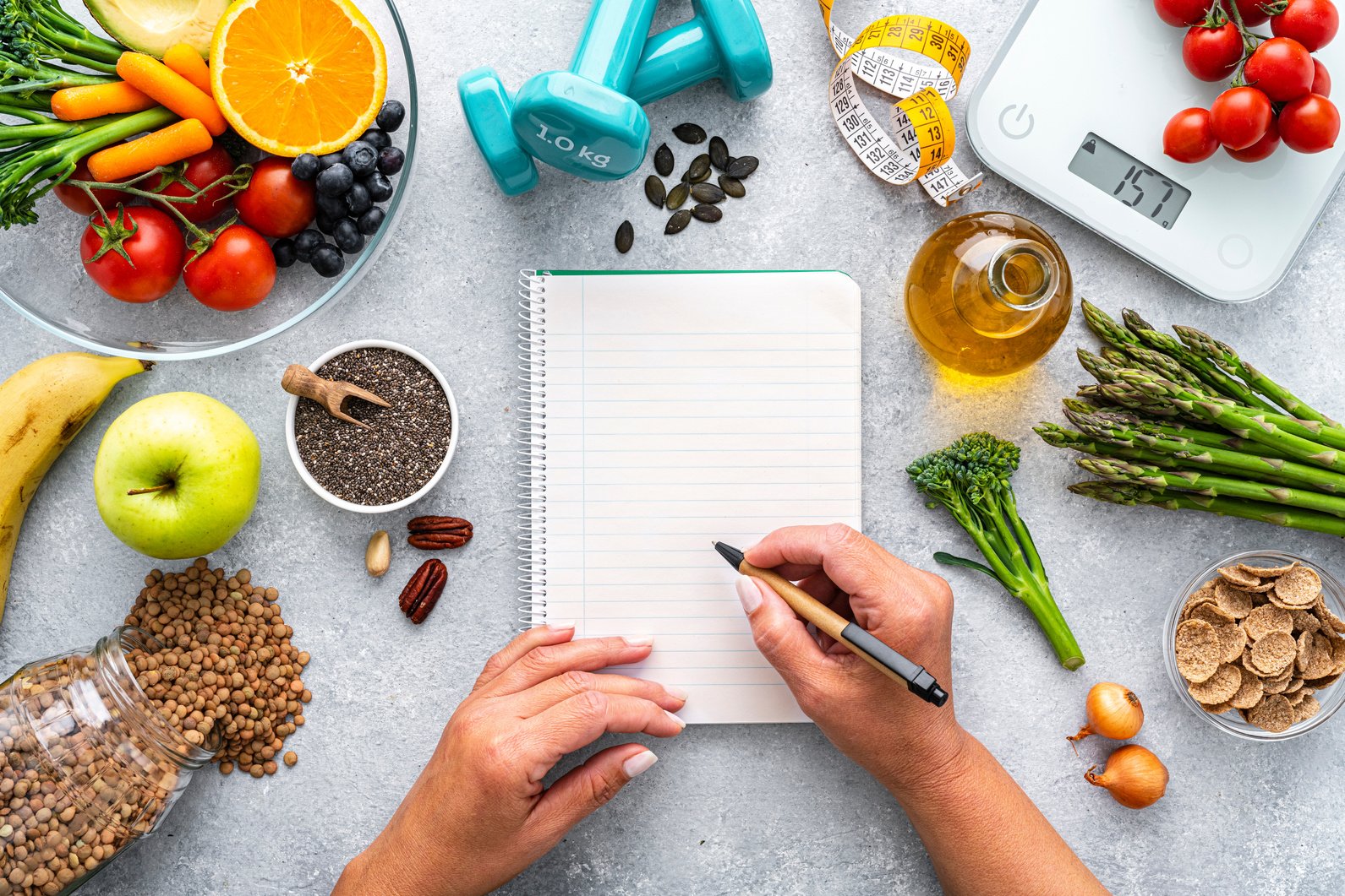 Woman planning well balanced diet